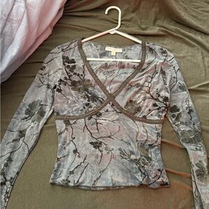 Gray Floral Top